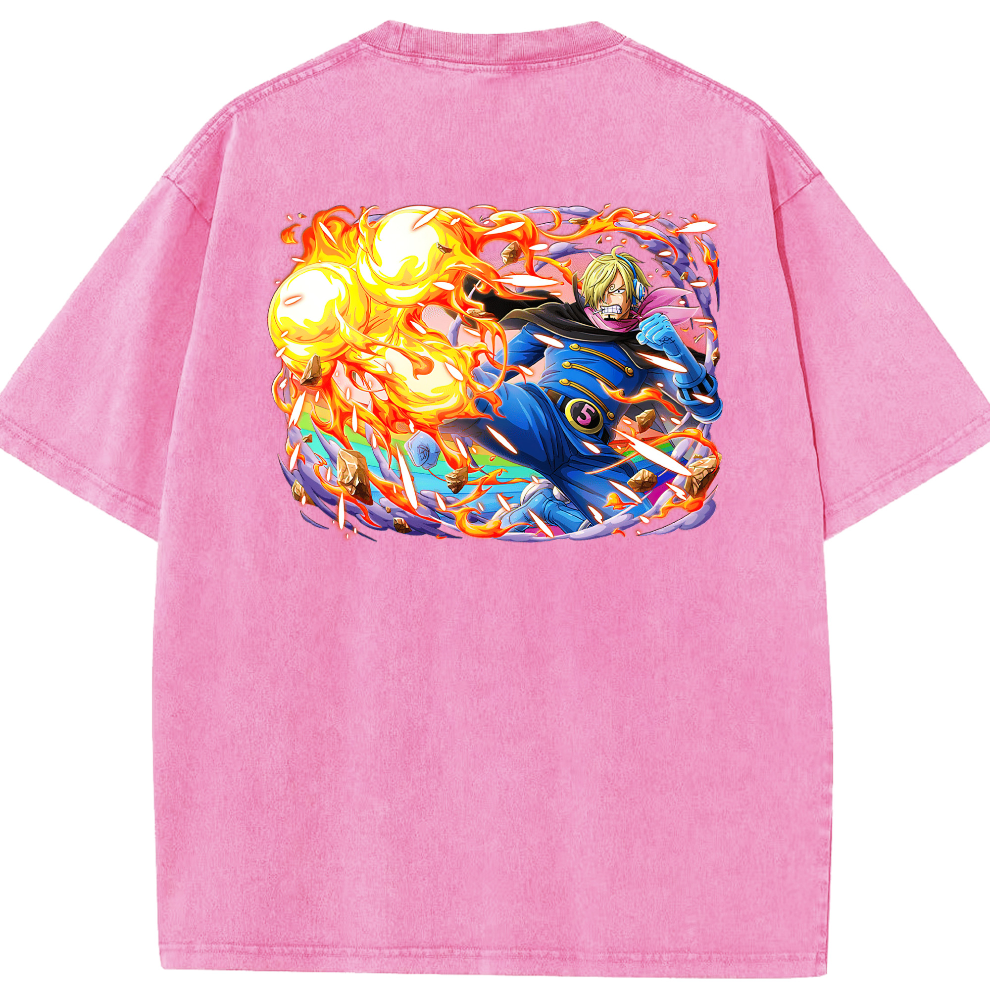 ワンピース サンジ ONE PIECE Sanji 綿100% ヴィンテージ風 半袖Tシャツ（背面プリント）